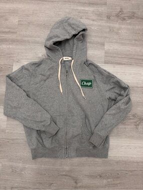Buck Mason Hooded Full Zip Jacket Large Grey